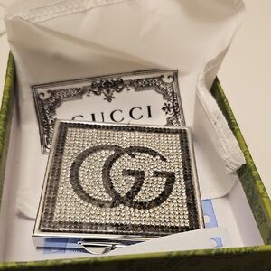 New In BOX FASHION Silver Crystal Double Compact Mirror